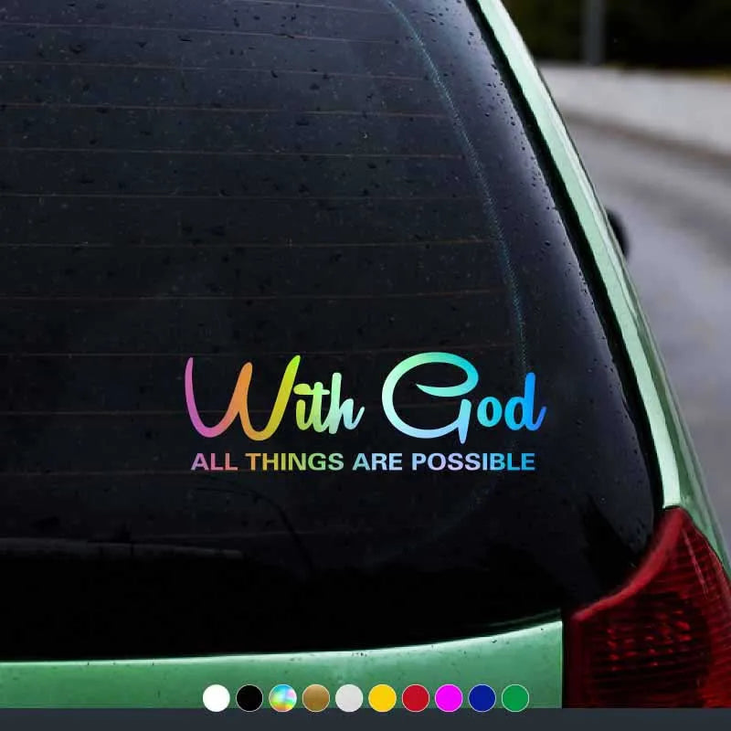 WITH GOD ALL THINGS Car Decal – Christian Auto Sticker