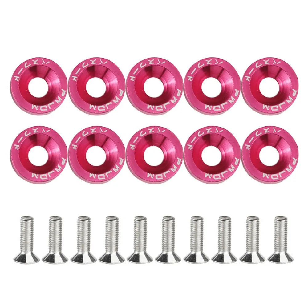 10Pcs M6 JDM Aluminum Washers Hex Screws Car/Scooter Mods Pink – Car Accessories | MotorWorld Marketplace