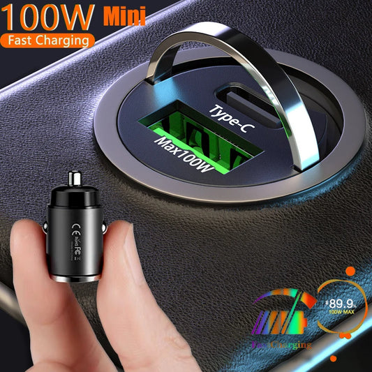 Mini 100W Dual USB-C Car Charger Fast Charge Pro Devices – Car Accessories | MotorWorld Marketplace