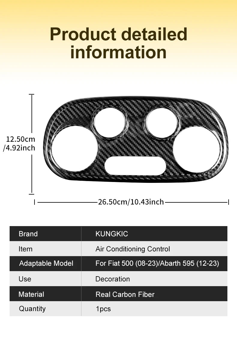 Real Dry Carbon Fiber AC Frame Cover for Abarth 595/695 Fiat