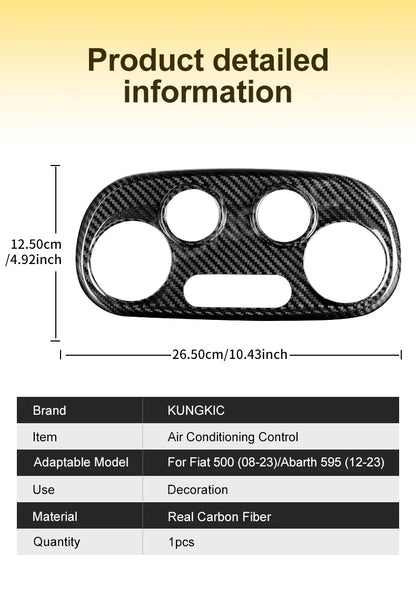 Real Dry Carbon Fiber AC Frame Cover for Abarth 595/695 Fiat