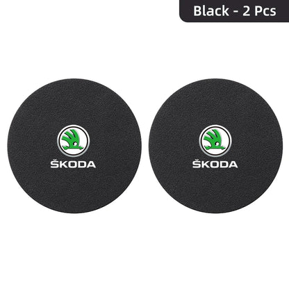 2Pcs Suede Anti-Slip Cup Coasters for Skoda Models