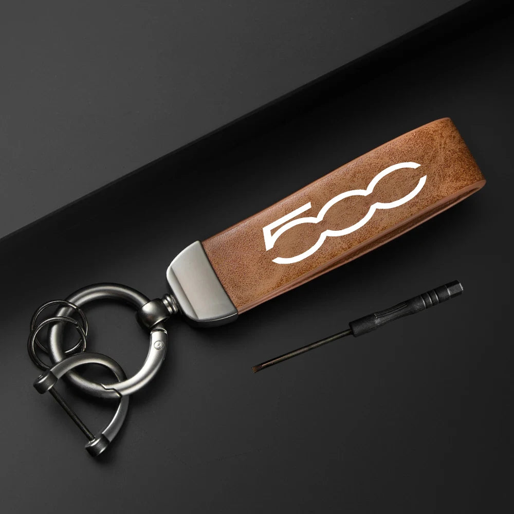 Vintage Leather Keychain for Fiat 500/500x/500L/Abarth
