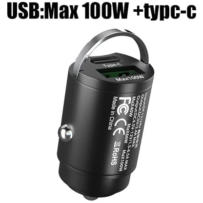 Mini 100W Dual USB-C Car Charger Fast Charge Pro Devices 100W Black – Car Accessories | MotorWorld Marketplace