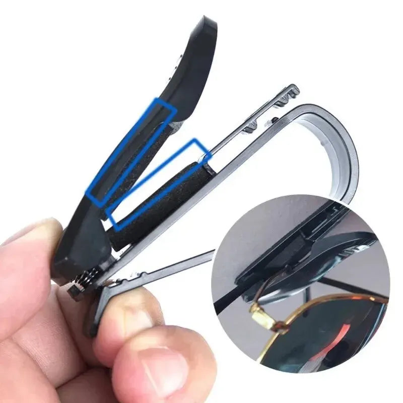 2PCS Universal Car Sun Visor Glasses & Card Clip Holder Set