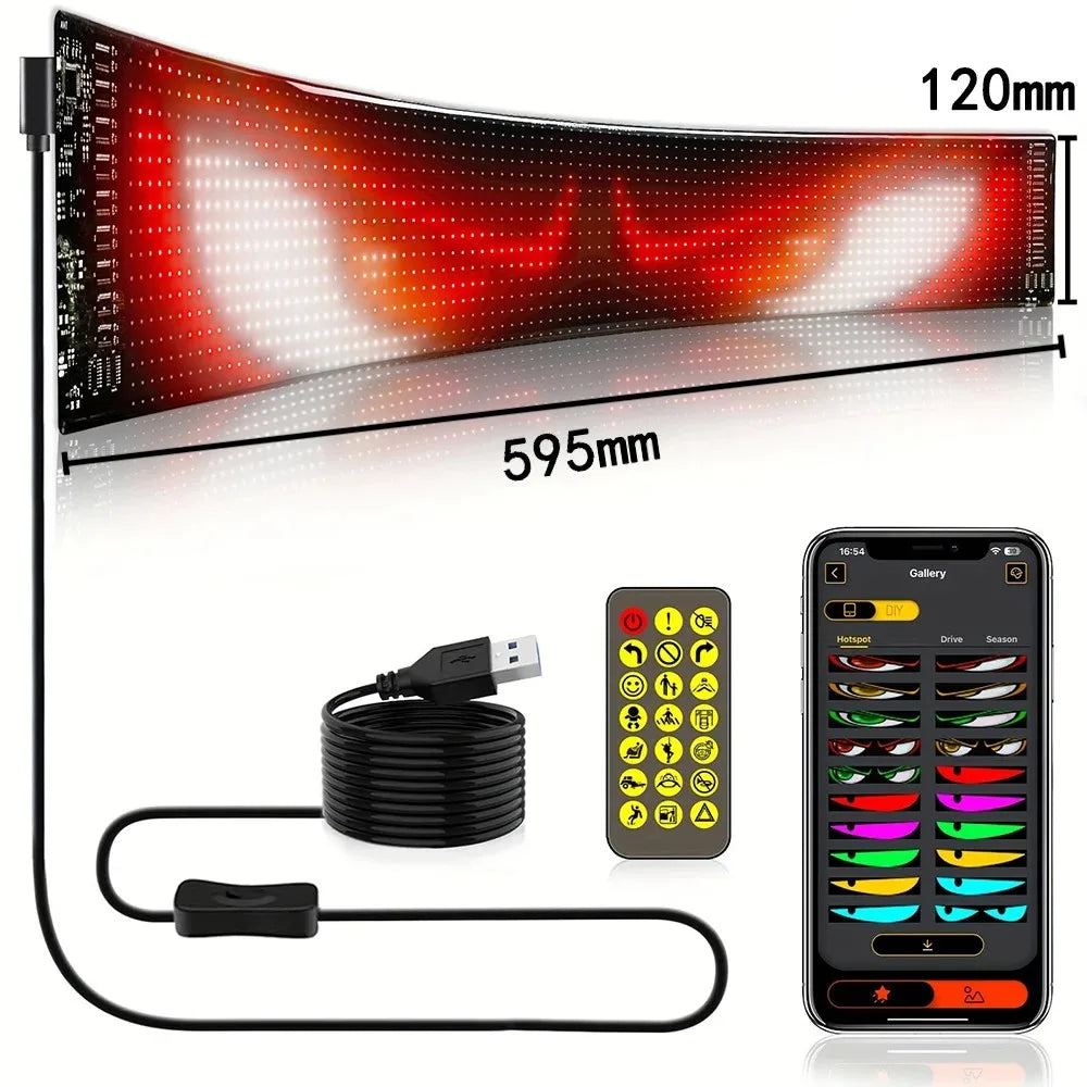 App-Controlled LED Devil Eye Sign, Programmable, USB, Truck 16x96 LEDs 12x60CM – Car Accessories | MotorWorld Marketplace