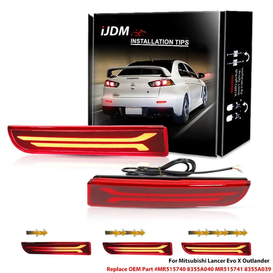 2pcs Red Rear Reflector Lamps for Mitsubishi Lancer Evo X Outlander