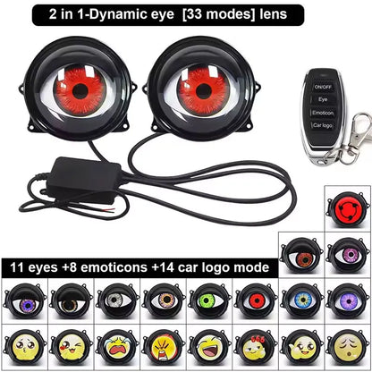 3" LED Devil Eye Headlight, 33 Modes, 3D Lens, Remote Control 2 PCS – Car Accessories | MotorWorld Marketplace