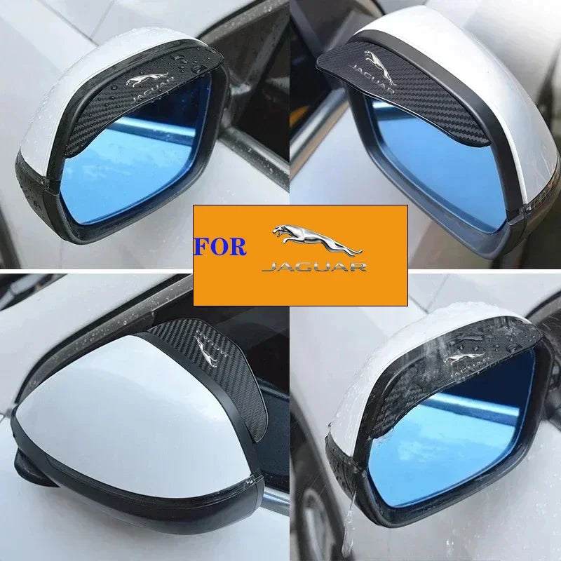 2Pcs Carbon Fiber Mirror Eyebrow Rain Cover for Jaguar