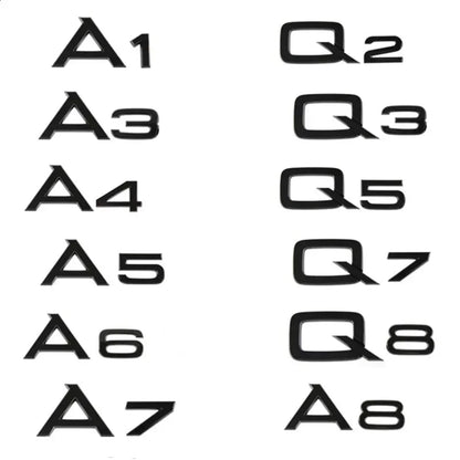 3D ABS Chrome Black Trunk Badge for Audi A1-A8 Q2-Q8 TT
