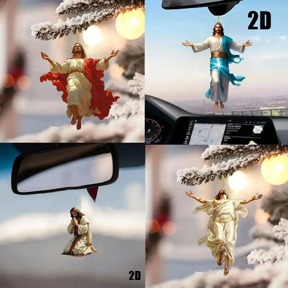 2D Jesus Rearview Mirror Pendant – Catholic Car Decor