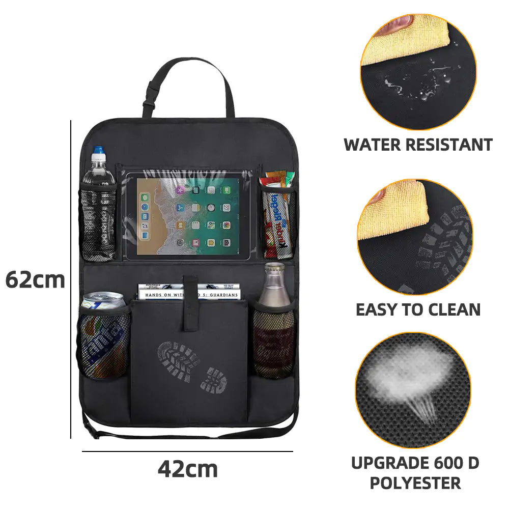 Backseat Organizer with Touch Screen & Tablet Holder