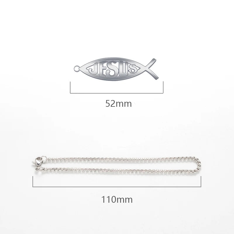 (NOT SOLD TO USA) Chrome Jesus Fish Emblem – Rearview Mirror Car Pendant