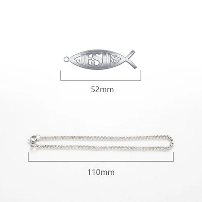 (NOT SOLD TO USA) Chrome Jesus Fish Emblem – Rearview Mirror Car Pendant