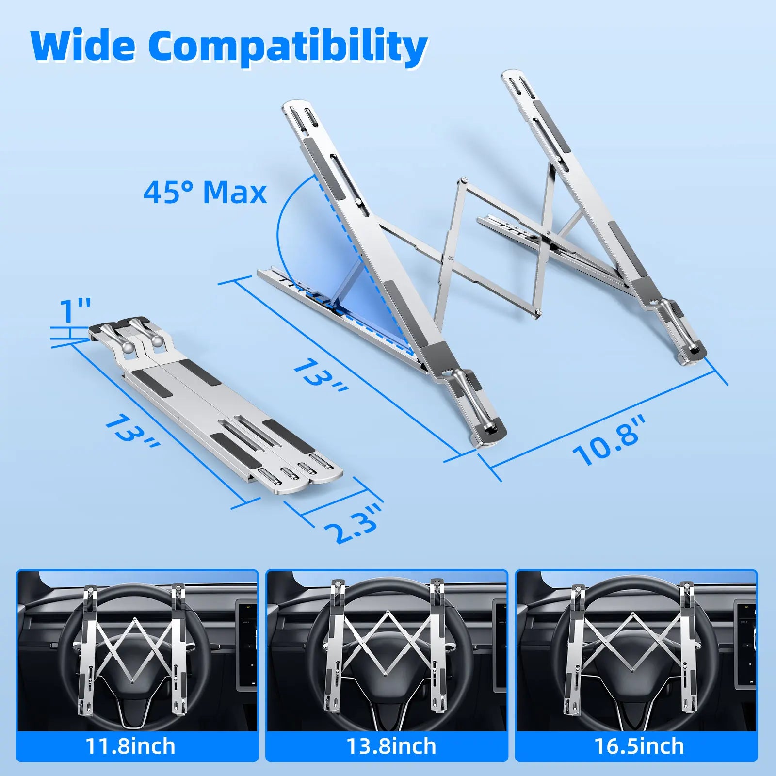 Foldable Car Laptop Mount, 5-Height Adjustable, Metal – Car Accessories | MotorWorld Marketplace