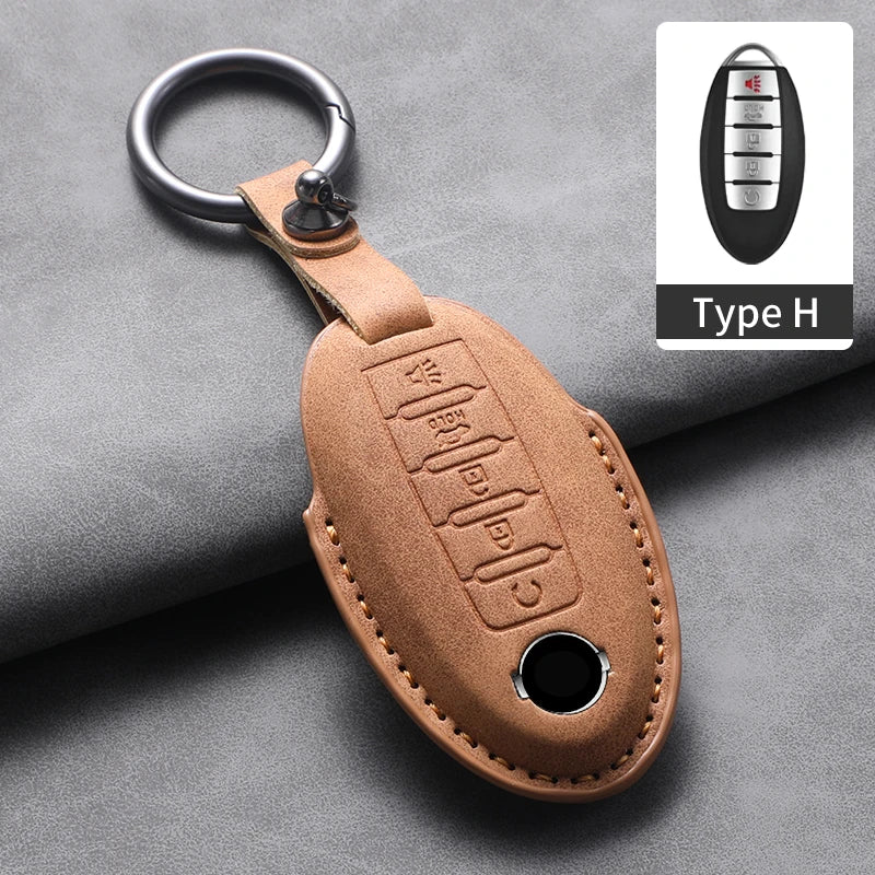 Nissan 5-Button Leather Key Case Cover X-Trail/Rogue/Altima