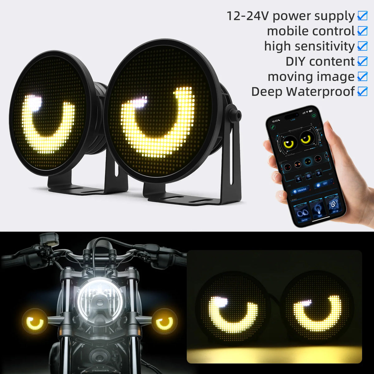 AD LED Dynamic Eye Fog Headlamps 2pcs 12V-24V Bluetooth – Car Accessories | MotorWorld Marketplace