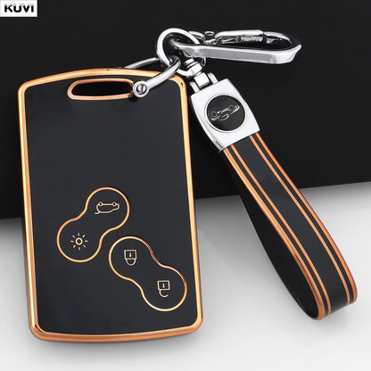 Golden TPU Smart Key Case for Renault Clio/Megane/Koleos
