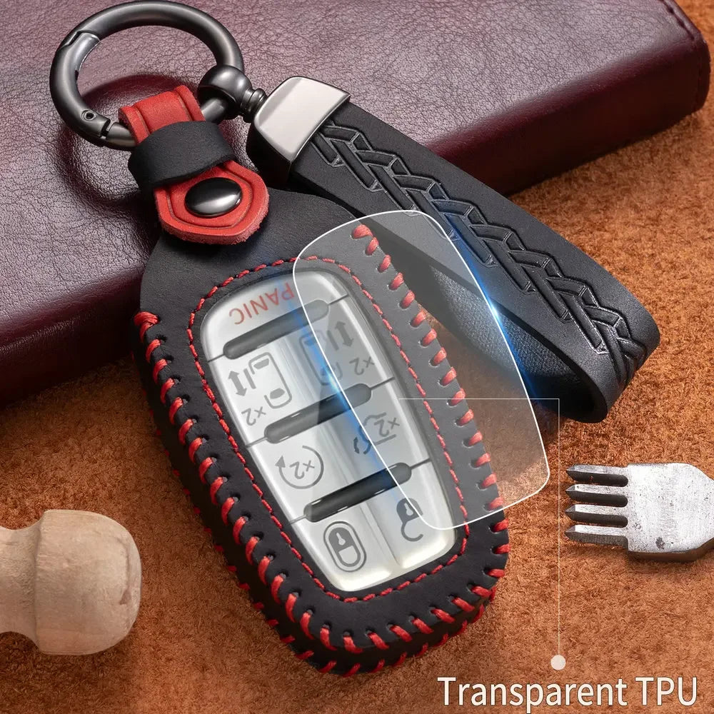 Funda de cuero premium para llavero de Chrysler Voyager/Pacifica