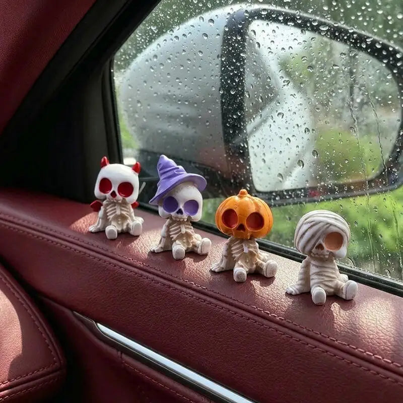 4PCS Halloween Skeleton Figurines – Gothic Car & Desk Decor – Car Accessories | MotorWorld Marketplace