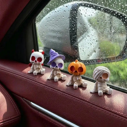 4PCS Halloween Skeleton Figurines – Gothic Car & Desk Decor – Car Accessories | MotorWorld Marketplace