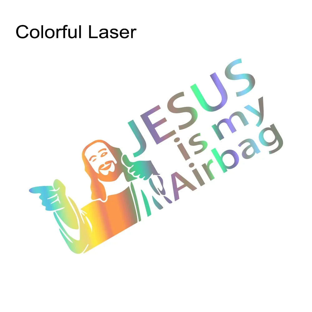 Jesus Is My Airbag Vinyl Decal – Safety Car & Truck Sticker Colorful Laser – Car Accessories | MotorWorld Marketplace