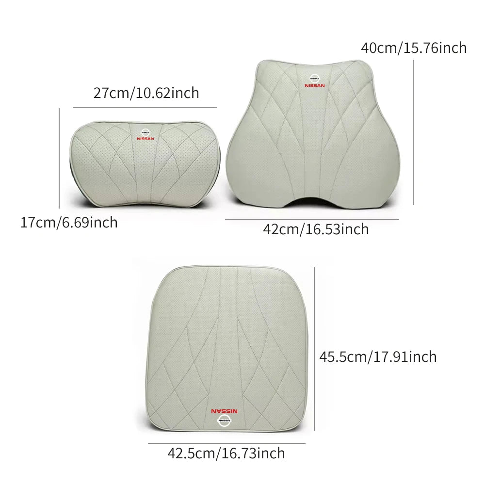 Premium Leather Neck & Lumbar Pillow for Nissan Models