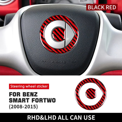 Carbon Fiber Steering Wheel Sticker for Smart 451 Fortwo