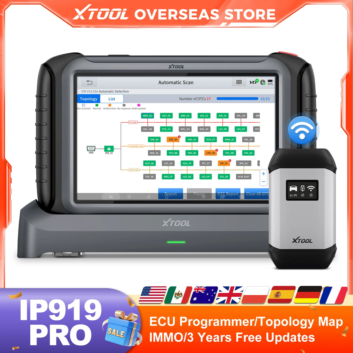 XTOOL IP919 Pro Scanner: ECU, Key, 51+ Resets, CAN FD/DOIP – Car Accessories | MotorWorld Marketplace