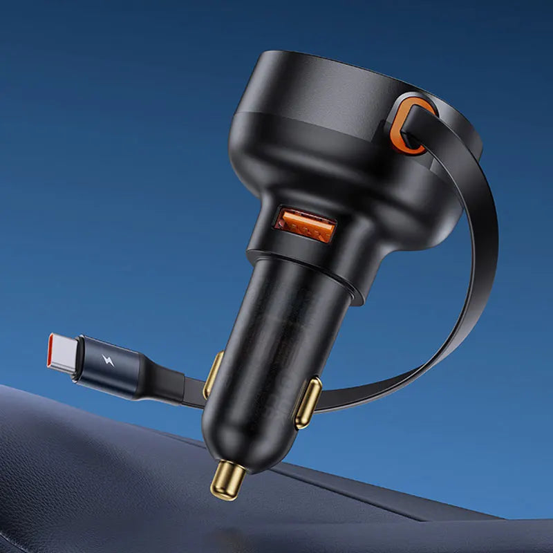 Baseus 60W 2-in-1 Retractable Fast Car Charger QC PD SCP Type-c USB 60W China Mainland – Car Accessories | MotorWorld Marketplace