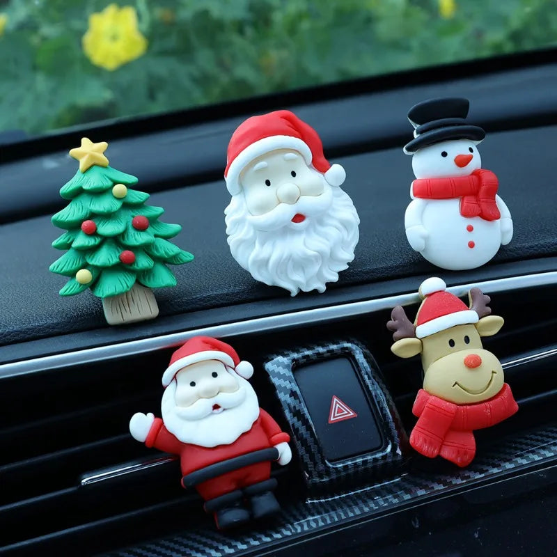 3D Christmas Car Air Vent Aroma Clip – Santa & Elk Resin Decor