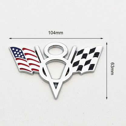 Universal 3D Metal V8 Flag Badge Emblem