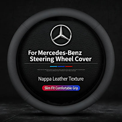 Premium Leather Steering Wheel Cover for Mercedes 38cm – Car Accessories | MotorWorld Marketplace