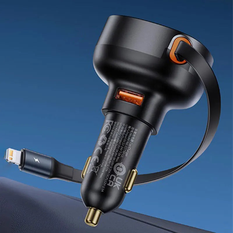 Baseus 60W 2-in-1 Retractable Fast Car Charger QC PD SCP Ip USB 55W China Mainland – Car Accessories | MotorWorld Marketplace