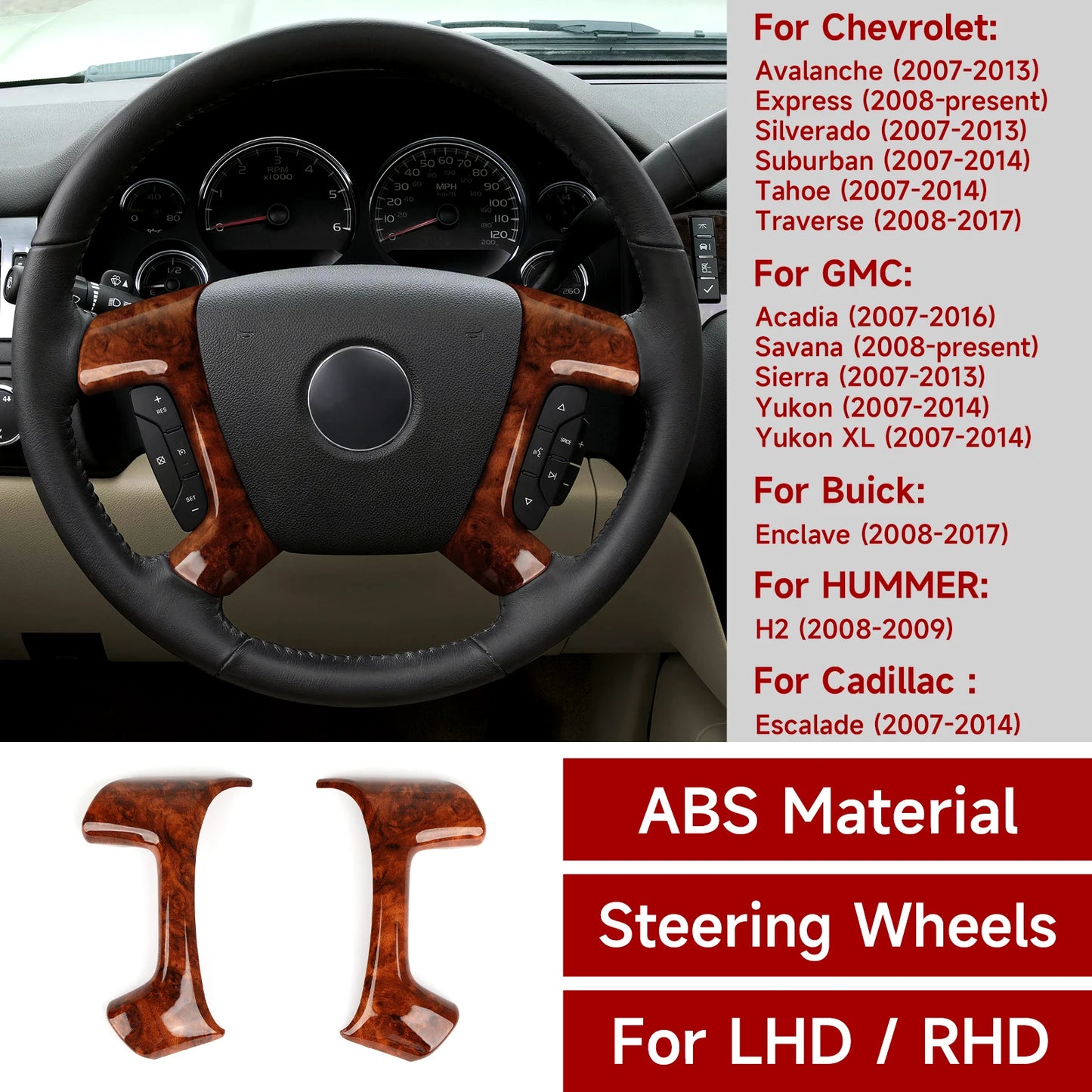 Premium Wood Grain Steering Wheel Trim for Enclave/H2/Escalade – Car Accessories | MotorWorld Marketplace