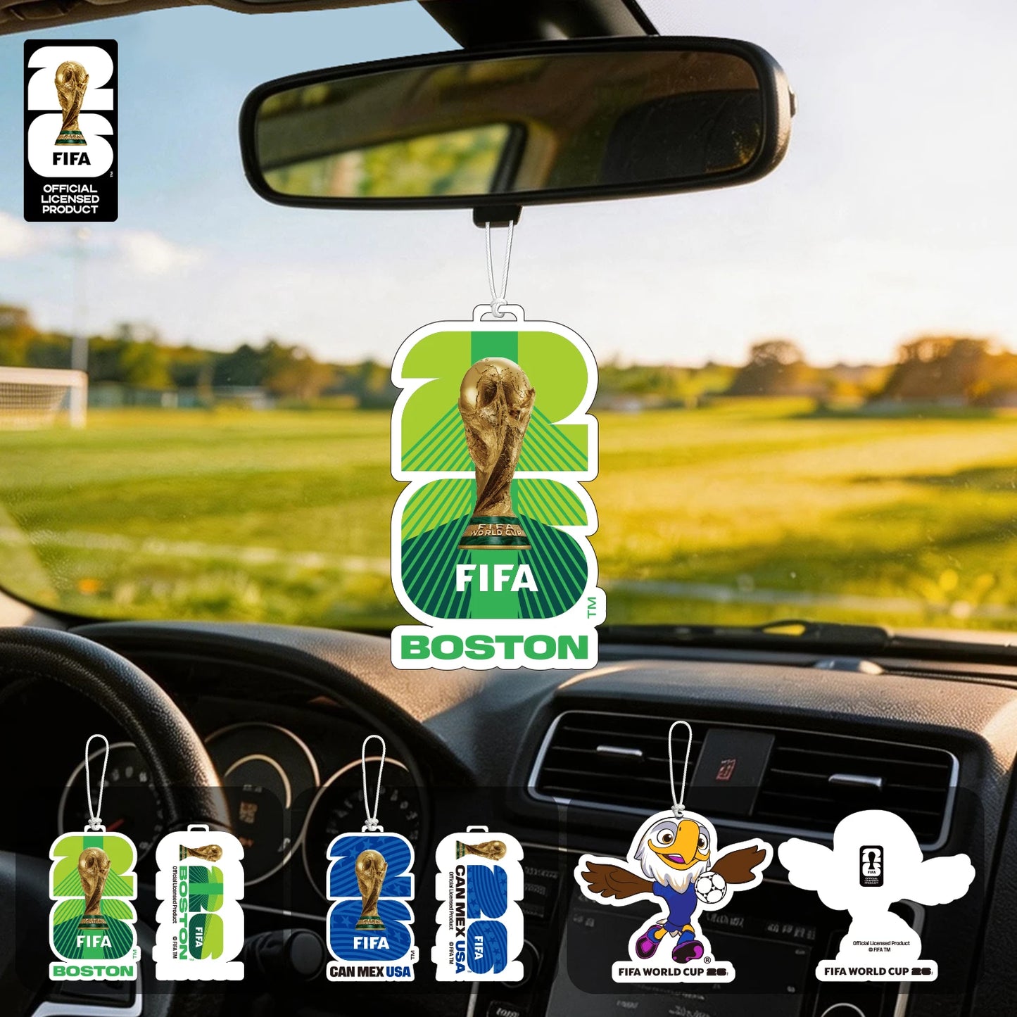 FIFA World Cup 2026 Official 3 Pack Car Air Freshener with Trophy Mascot & Host City Design, Long Lasting Scent for Car & Home FBAF18 – Car Accessories | MotorWorld Marketplace