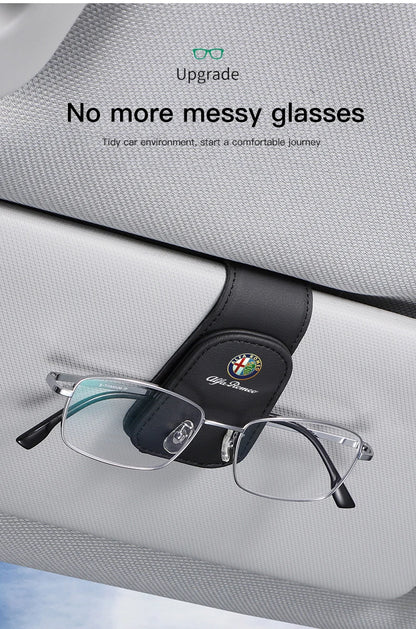 Premium Leather Sun Visor Glasses Clip for Alfa Romeo GT