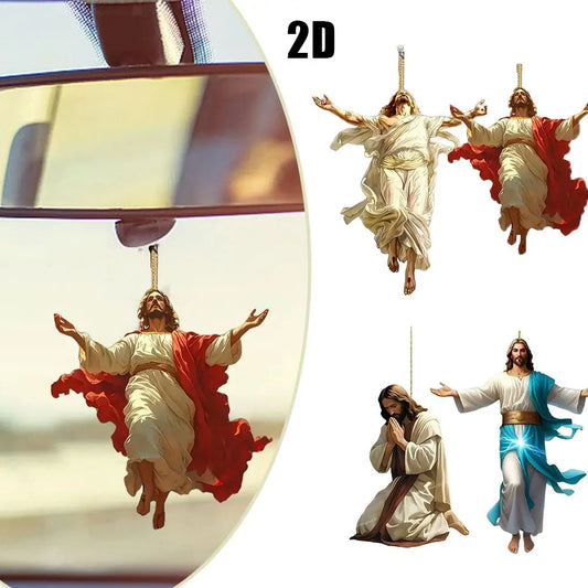 2D Jesus Rearview Mirror Pendant – Catholic Car Decor