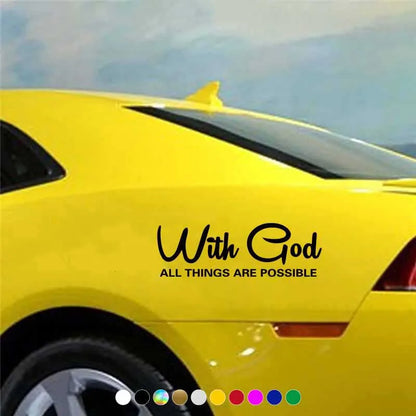 WITH GOD ALL THINGS Car Decal – Christian Auto Sticker