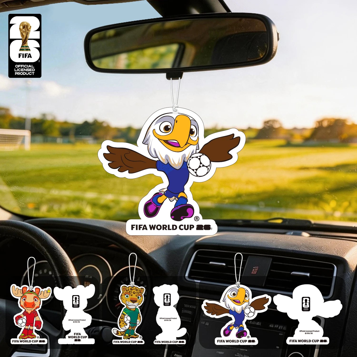 FIFA World Cup 2026 Official 3 Pack Car Air Freshener with Trophy Mascot & Host City Design, Long Lasting Scent for Car & Home FBAF5 – Car Accessories | MotorWorld Marketplace