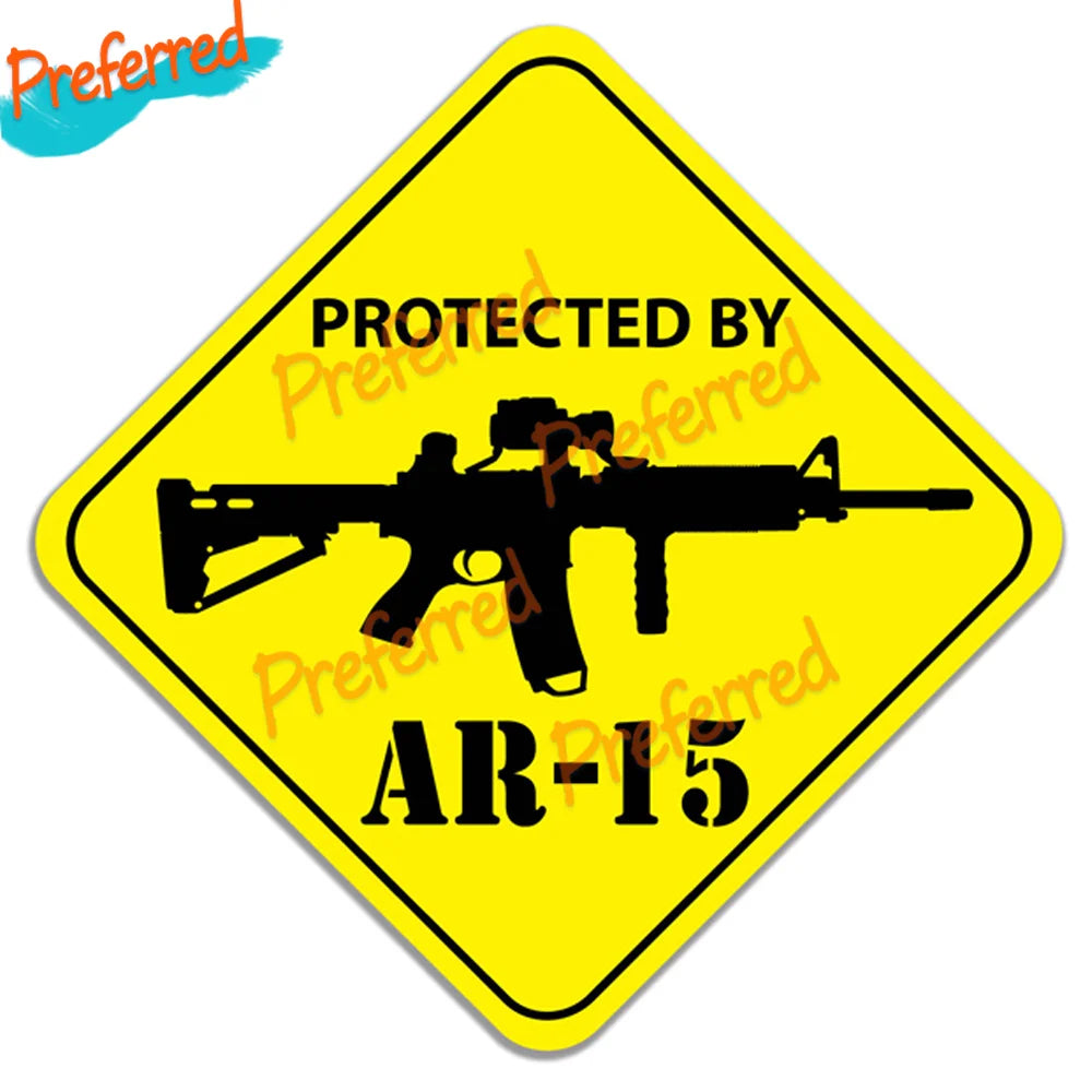 Protected by AR15 Vinyl Decal Sticker – Car/Truck Security USA AR15 05 – Car Accessories | MotorWorld Marketplace