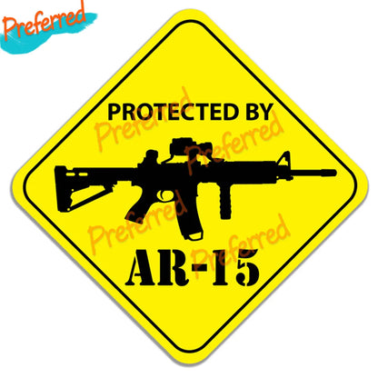 Protected by AR15 Vinyl Decal Sticker – Car/Truck Security USA AR15 05 – Car Accessories | MotorWorld Marketplace