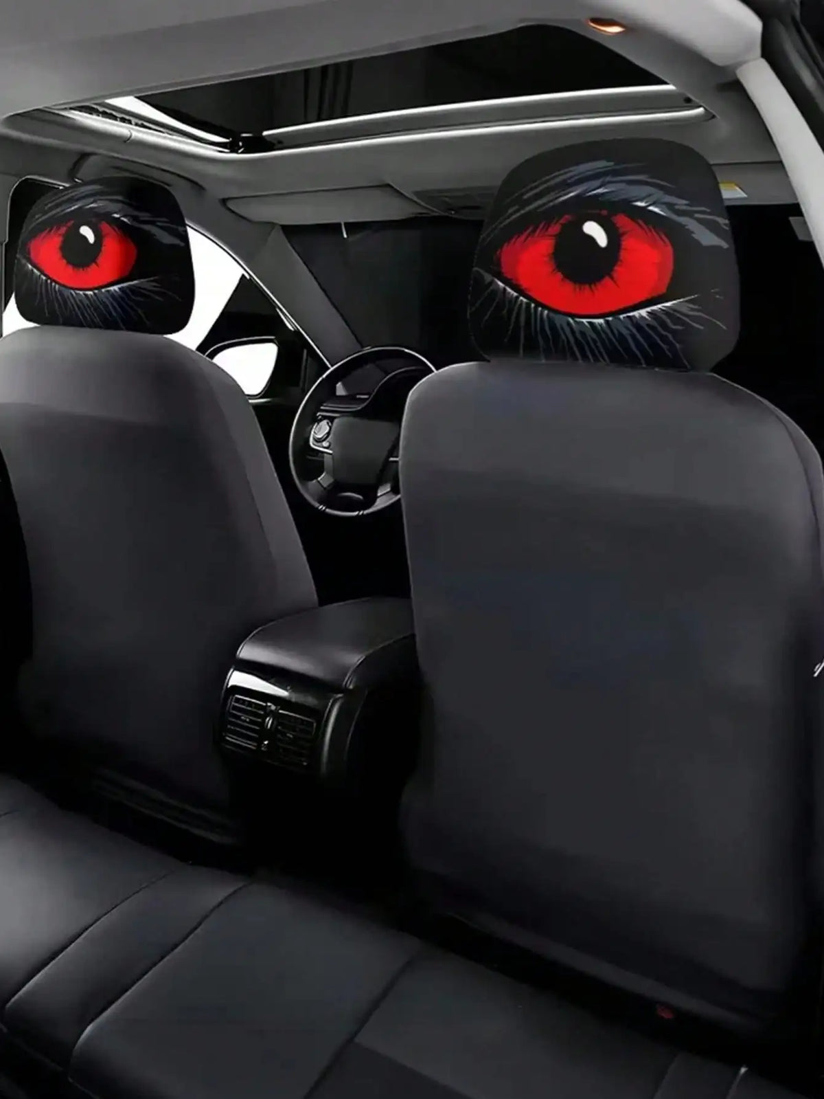 2Pcs Red Evil Eye Headrest Covers – Durable, Stylish Decor – Car Accessories | MotorWorld Marketplace