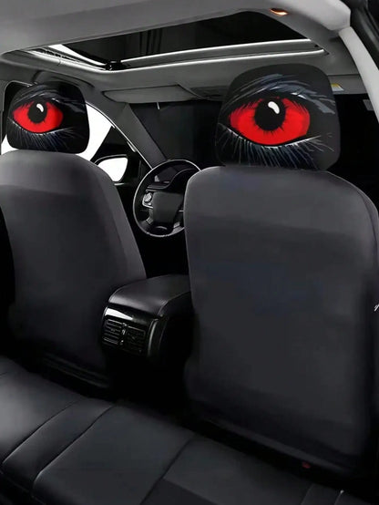 2Pcs Red Evil Eye Headrest Covers – Durable, Stylish Decor – Car Accessories | MotorWorld Marketplace
