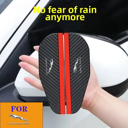 2Pcs Carbon Fiber Mirror Eyebrow Rain Cover for Jaguar