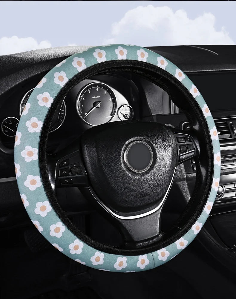 Floral Anti-Slip Universal Steering Wheel Cover – Pro Quality edelweiss – Car Accessories | MotorWorld Marketplace