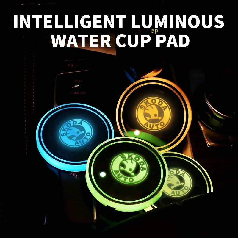 LED Anti-Slip Cup Holder Mat for Skoda