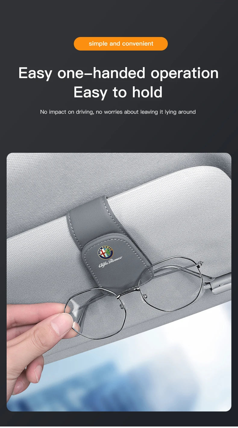 Premium Leather Sun Visor Glasses Clip for Alfa Romeo GT