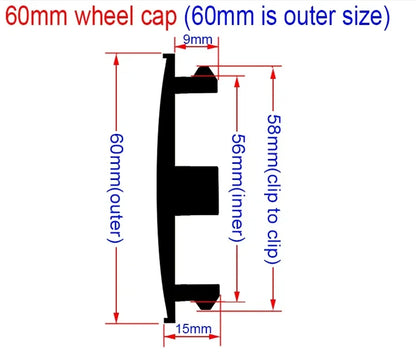 4pcs 60mm(2.4") Wheel Hub Caps Fit Fiat 500 Punto Stilo Bravo