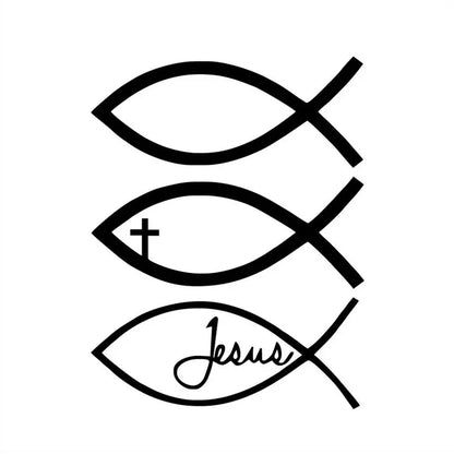Jesus Fish Christian Cross Vinyl Car Decal 12x16cm – Durable